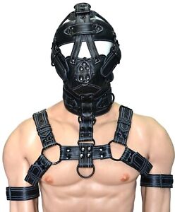 Leather Bull dog Harness,adjustable ,Head harness,muzzle Gag ,chest harness
