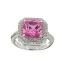 Sterling Silver 925 Ladys Engagement Ring Cocktail Wedding Band Pink Sapphire