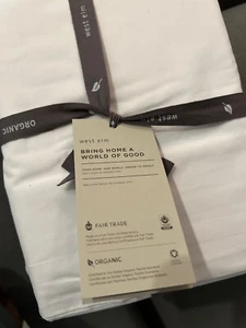 West Elm King Sheet Set - White 400 ct Organic Cotton Percale New with Tags - Picture 1 of 5