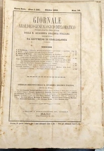 GIORNALE ARALDICO GENEALOGICO 1892 FAMIGLIE SICILIANE ACETO GRAVINA AVARNA PALMA - Foto 1 di 1