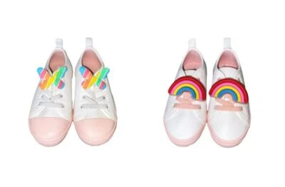 Antiguo Zapatos Azul Marino Sin Cordones Arco Iris Mariposa Blanco/Rosa Goma Tenis Niño Pequeño Nuevo Foto 1 de 3