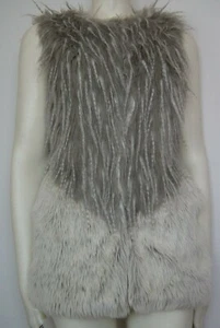 RIVER ISLAND BROWN CREAM GILET FUR FAUX WINTER XMAS TOWIE BOHO CELEB PARTY 10 - Picture 1 of 9