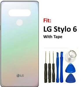 For LG Stylo 6 Q730 Glass Battery Back Cover Door Panel Replacement White /Gray
