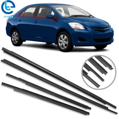 For 2007-2016 Toyota Yaris Sedan Set Weatherstrip Window Moulding Trim Seal Belt Foto 1 de 4