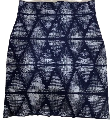 BCBG Maxazria Vendaje Simone Falda Azul Blanco Patrón Elástico Mini XXS Foto 1 de 4