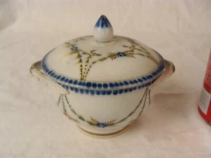 Antike Zuckerdose mit Deckel 19 Jh. Prattware Keramik und Blumen - Bild 1 von 11