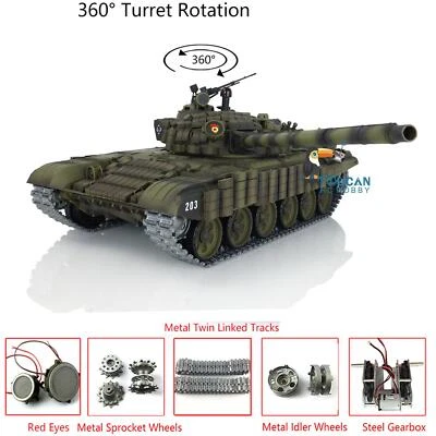 Henglong RC Tank 1:16 Large TK7.0 Russia T72 3939 Redeyes BB IR Battle Sound - Image 1 of 4