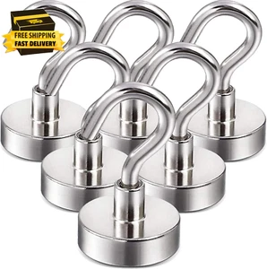 Magnetic Hooks, 30Lbs Strong Heavy Duty Cruise Magnet S-Hooks 6 Pack-Silver - Picture 1 of 6