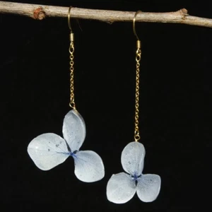 Nuevos Pendientes Largos de Piedra Preciosa de Cristal Natural Hecho a Mano Flores Chapadas en Oro 18K Regalo - Imagen 1 de 2