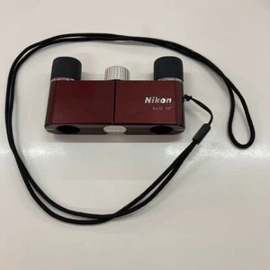 Nikon Binoculars Yu 4X10D CF Dach Prism Type 4x 10 wine red Made in Japn USED - Picture 1 of 6