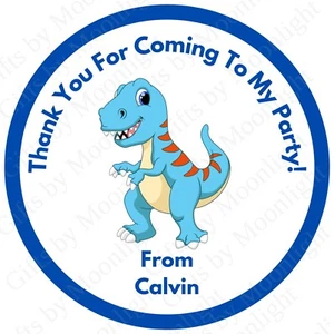 Personalised Birthday Stickers Party Bag Sweet Cone Thank You Dinosaur 24 - Picture 1 of 1