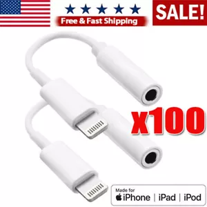For iPhone Headphone lot Adapter Jack 8Pin to 3.5mm Aux Cord Dongle Converter - Picture 1 of 13