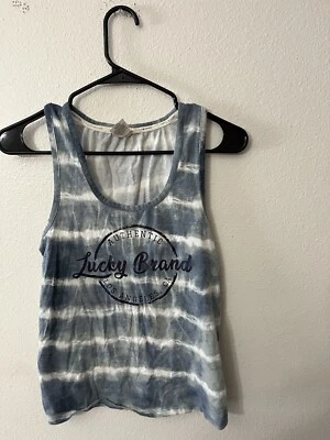 Lucky Brand 睡眠衬衫小号蓝色领带染料背心 T 恤休闲女式 S/S 拼色 — 第 1/4 张图片