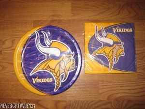 HALLMARK~NFL MINNESOTA VIKINGS~PARTY SUPPLIES~CHOOSE PAPER NAPKINS OR PLATES~NIP - Picture 1 of 3