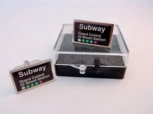 GRAND CENTRAL SUBWAY 42 STREET STATION BADGE MENS CUFFLINKS CUFF LINKS GIFT - Picture 1 of 9