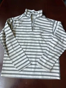 PATAGONIA Youth Boys M 10 Gray Stripe Long Sleeve 1/4 Zip Pullover Shirt - Picture 1 of 6