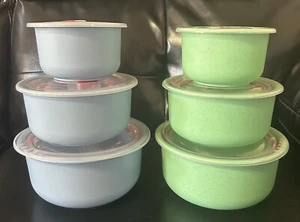 Wheat Straw Bowl Set of 6 Unbreakable Plastic Dishes Microwave Safe W/ Lids - Picture 1 of 4