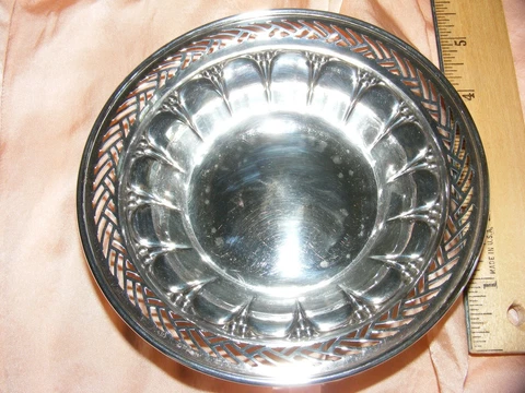 ** Gorham Sterling Silver Art Deco * Reticulated Nut * Candy Bowl * 1920s ** Cover