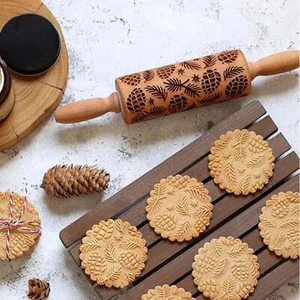 Christmas Rolling Pin Engraved Holiday Rolling Pin Embossing - Picture 1 of 9