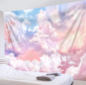 HVEST Ocean Beach Tapestry Wall Hanging, Sunset Seabird and 92.5” X 70.9” - Picture 1 of 5