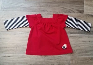 Baby GAP 3-6 Month Girl Dress Long Sleeve Cotton. Striped Red White Blue - Picture 1 of 5