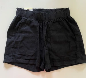 Briggs Women's Elastic Waist Linen Blend Comfortable Shorts, Black, Size Small - Picture 1 of 12
