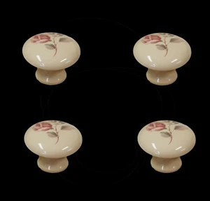 Pack Of 10 x Cream Porcelain Cupboard Cabinet Knobs June Rose Design 38mm - Picture 1 of 3