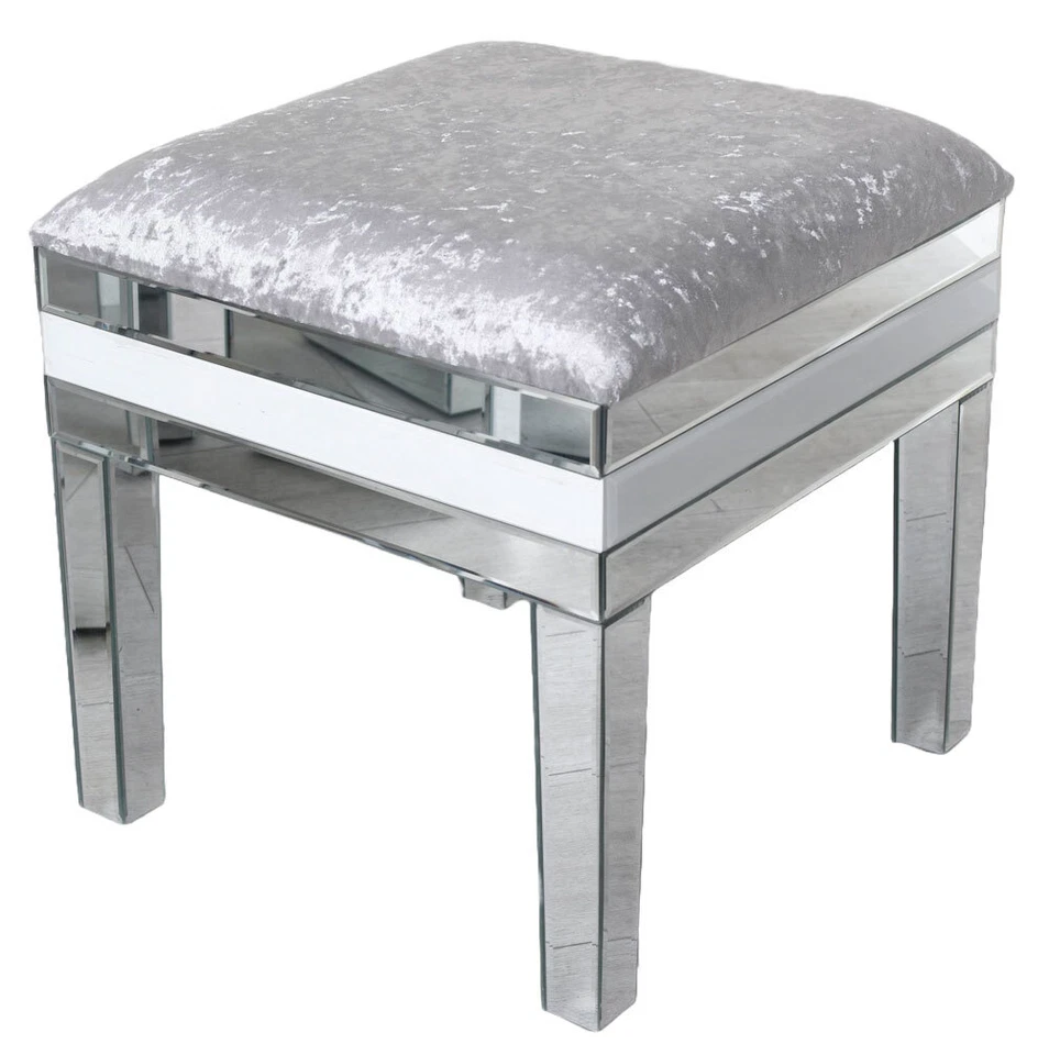 Sitzhocker verspiegelt Hocker Glas Luxus Samthocker Spiegelglas  - Bild 1 von 4