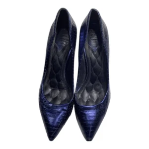 Brian Atwood stilleto patent leather Pumps Navy blue Women's Size 8.5 - Picture 1 of 16