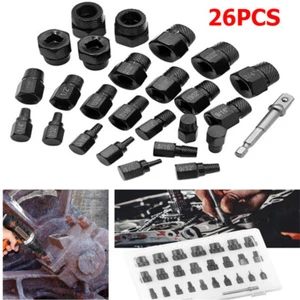 26Pc Screw Extractor Set Hex Head Multi-Spline Damaged Bolt Nut Remover Tool Kit - Picture 1 of 17