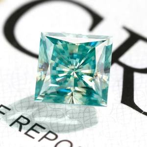 Prinzessin Moissanit Crushed Ice Schnitt Aquamarine Blau Lose Edelstein Schmuck - Bild 1 von 13