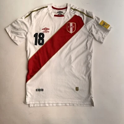 Peru 2018 World Cup Umbro Home Jersey #18 Carrillo Men’s Size S FPF Fifa Russia - Image 1 of 4