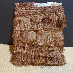 1990's VTG Chainette Beaded Braid Fringe Trim 12+ yds 4.5 " wide Gimp Top Regal - Picture 1 of 13