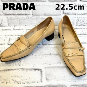 PRADA Pumps Heel Leather Beige EU35.5/US5.5 66839c - Picture 1 of 24