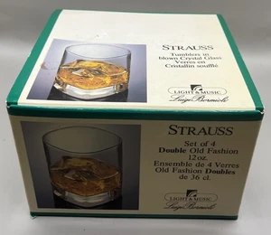 Strauss Luigi Bormioli Double Old Fashion 12 Oz. Glasses Set of Four New In Box - Picture 1 of 9