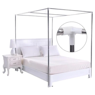 4 Corner Bed Canopy Stainless Steel Frame Post Mosquito Netting Curtain Bracket  - Image 1 of 4