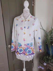 Smartique Vintage 1960s Double Knit Polyester Point Collar Top Mod Medium - Picture 1 of 15