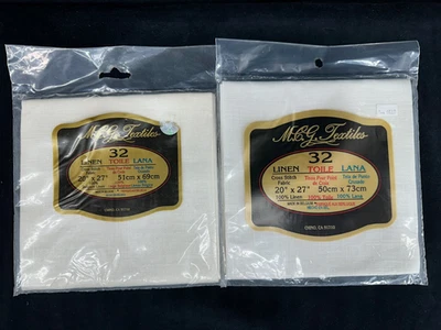 MCG Textiles Linen Cross Stitch Fabric Aida 32 Count 20" x 27" 2 Pack Oyster NOS - Image 1 of 3