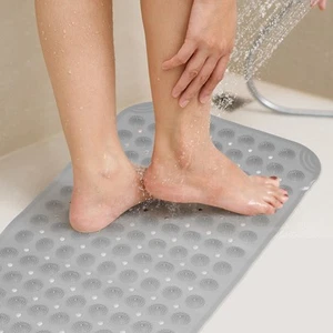 27.95 x 14.17" Non-slip Shower Mat with Suction Cup & Drain Hole, Dark Grey - Picture 1 of 7