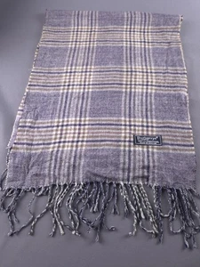 Vintage Burberrys 90s Lambswool Scarf Light Violet  Nova Check Plaid Scarf - Picture 1 of 11