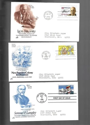 3 1988 Air Mail FDC's;  blue & brown Art Craft cachets - Image 1 of 2