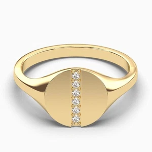 Anello da uomo in oro giallo 14 carati con diamanti naturali a fascia... - Foto 1 di 8