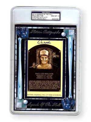 Paul Molitor Signed Autographed Hall of Fame Postcard Auto Grade 10 PSA 4/77 - Image 1 of 2