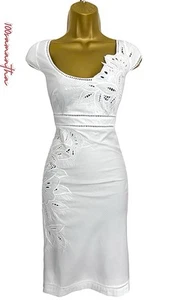 Karen Millen Size UK 10 VINTAGE EMBROIDERED STRETCH COTTON SUMMER DRESS - Picture 1 of 11