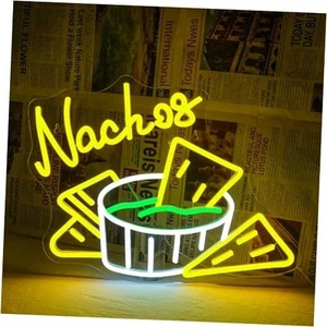 Neon Nachos Sign - LED Wall Decor, Food Truck, Restaurant, Bar - USB Powered, - Picture 1 of 7