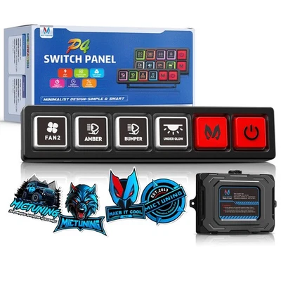 MICTUNING 4 Gang LED Neon Touch Switch Panel-Flash Strobe On/Off Silicone Button - Image 1 of 4
