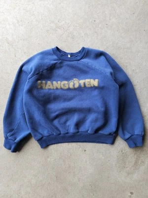 Vintage 1980s Hang Ten Blue Crewneck Sweatshirt Surfing Youth M Foto 1 de 4