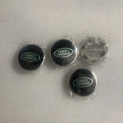 Set of 4 pcs Land Rover Wheel Center Hub Caps Rim Cover Glossy Black Green - Image 1 of 2
