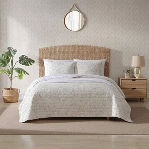 Tommy Bahama Ocean Deep 2-teiliges beige Baumwolle Wende Twin Quilt Set - Bild 1 von 10