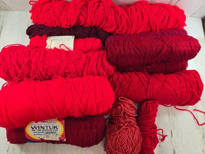 Madeja de hilo usada roja y granate madeja parcial marcas mixtas 3 libras 8 oz Foto 1 de 4